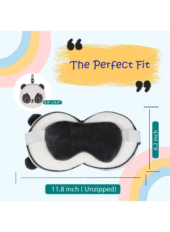 VEA Kids Pillow with Eye Mask – Panda Design, Travel Pillow for Kids, Portable Sleeping Pillow for Flights, Car Rides & Nap Time - Image 3